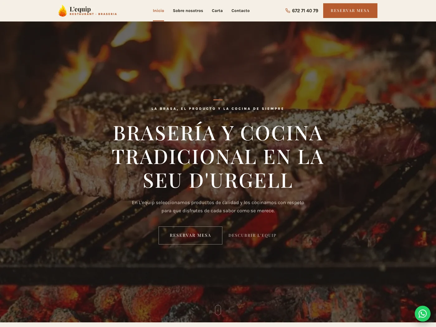 Web de Restaurant Braseria L'equip