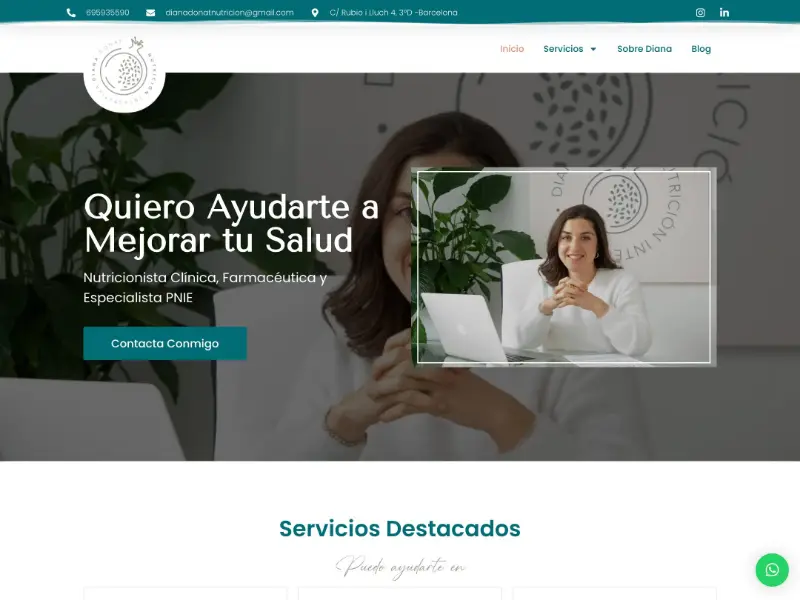 Diana Donat Nutrición website
